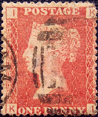 Великобритания 1864 год . Королева Виктория 1 p , пл. 169 . Каталог 9,0 фунтов . (003)